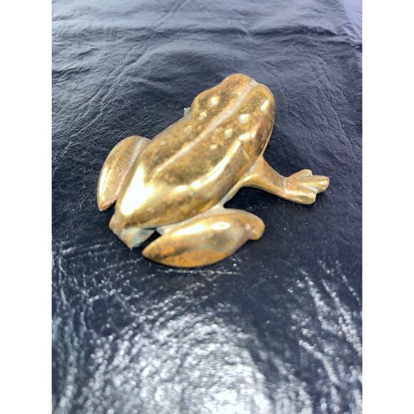 Solid Brass Frog Paperweight Trinket Holder Decor Figurine Sing Top India - Picture 3 of 8